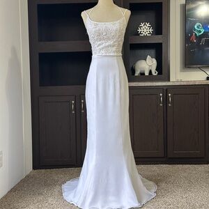 Elegant White Lace Evening Gown
